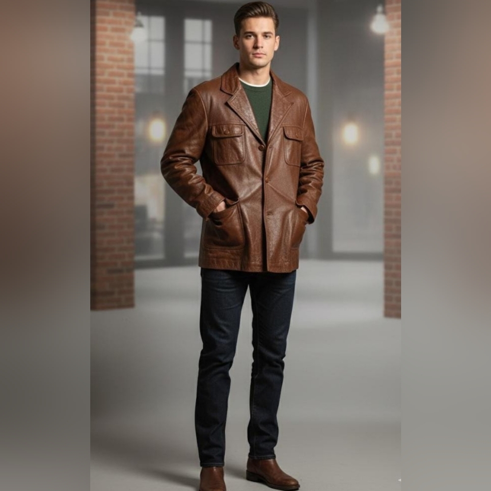 Men's Vintage 70s Brown Leather Jacket